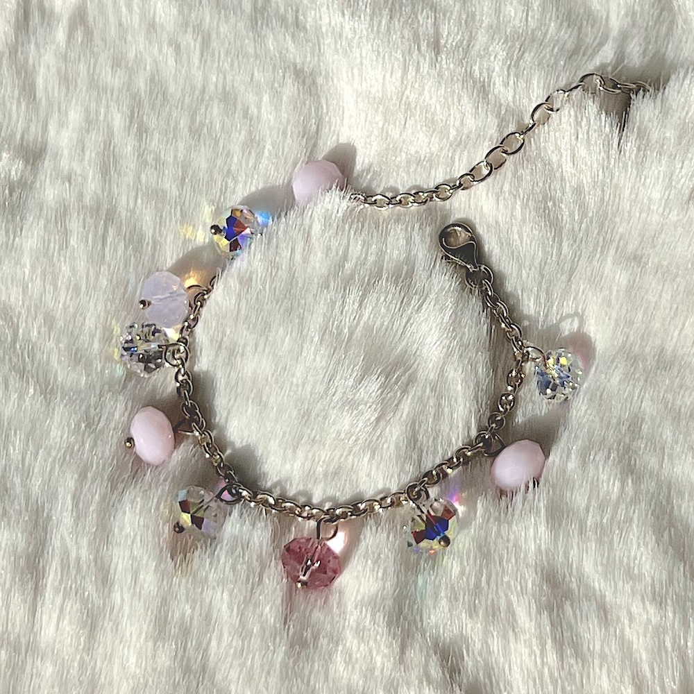 Swarovski crystal beads with sterling silver chain